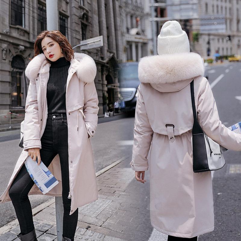Winter New Women's Loose-knee Plus Velvet Mid-length Cotton-padded Jacket Fashion Hooded Jacket
