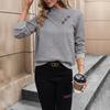 2026 Autumn Casual V-Neck Long Sleeve Jacquard Solid Color Women's Hoodie