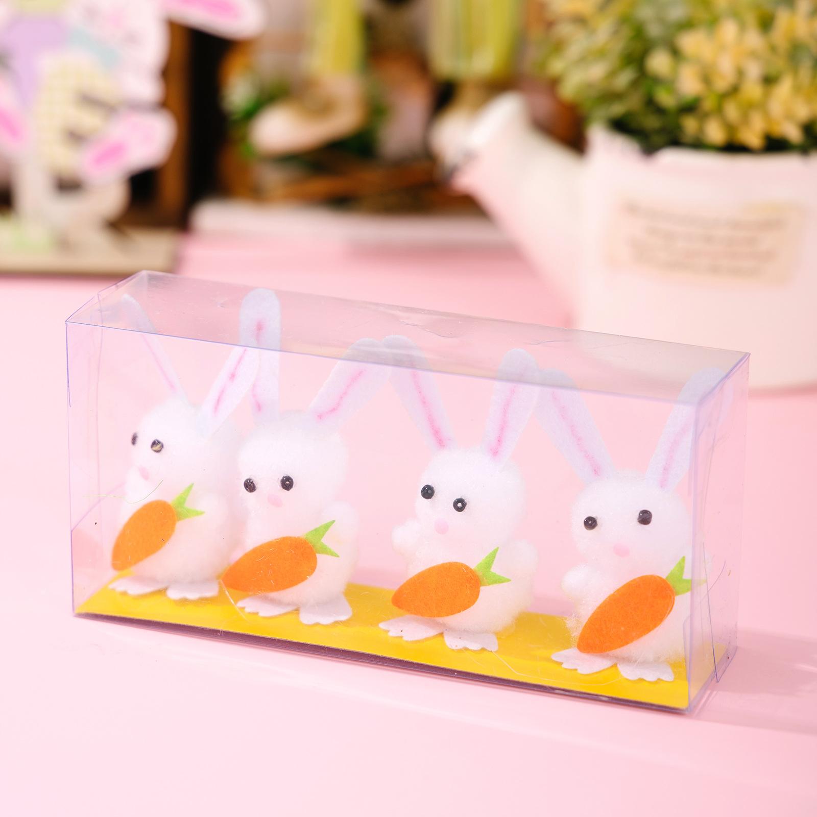 Creative Easter Decorations , Realistic Cute Little Yellow Chick Figurine , Little Bunny Figurine , 4pcs Plush Chicken Props One Size