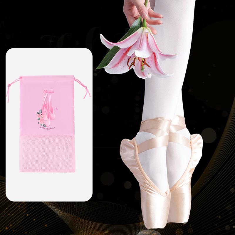 Portable Mesh Dance Bag Breathable Shoes Storage Pouch Girls Ballet Organizer Bags Shoe Pouches Bag Drawstring Dance Shoes Pouch