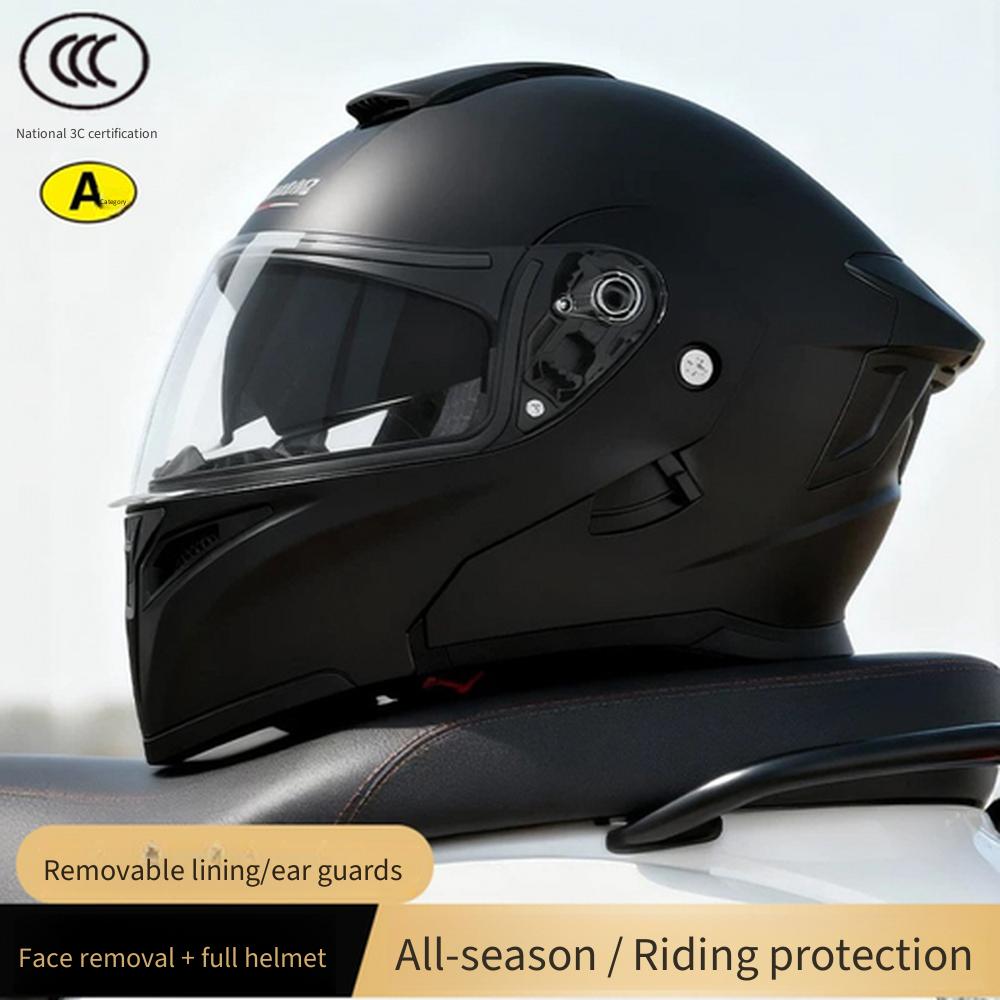 Built In Bluetooth Modular Flip Up Motorcycle Helmet Waterproof Long Battery All Season Safety Helmet for Delivery Riders Commuter Use