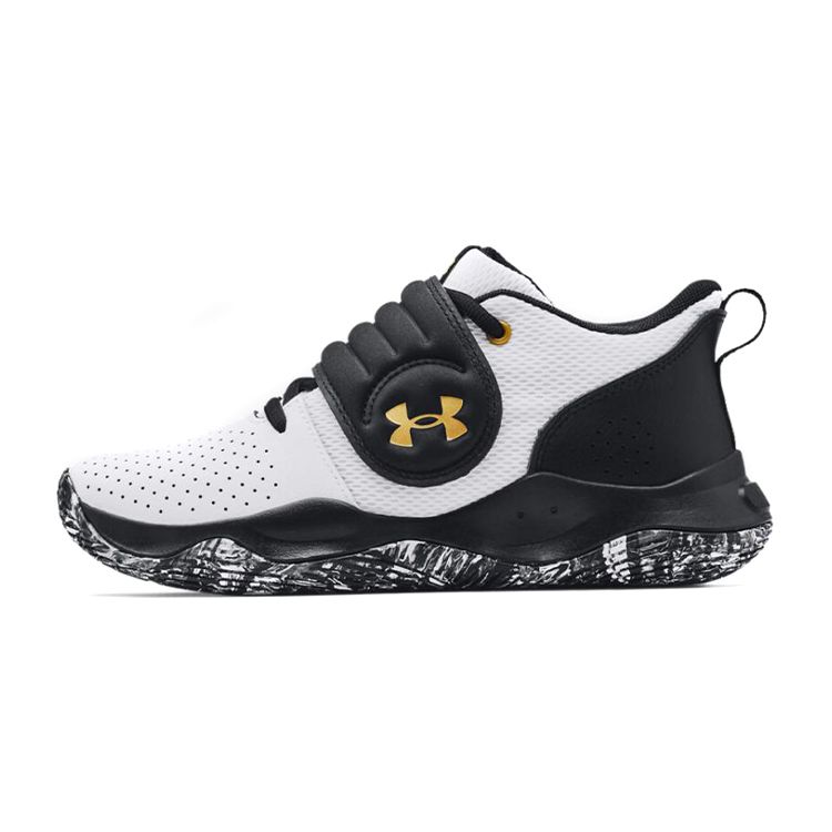 Under Armour Boys Zone BB White Black Gold 3024262-102 36.5
