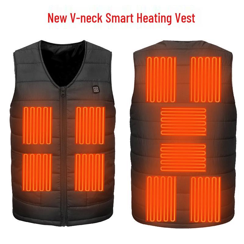Herrkläder Smart Uppvärmd V-ringad Väst med USB-laddning - Vinter Termokläder