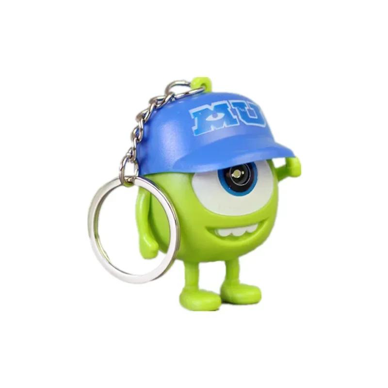 

Monsters University Mike Keychain LED Light Sound Anime Wazowski Mr.Q Action Figures Pendent Toy Gift