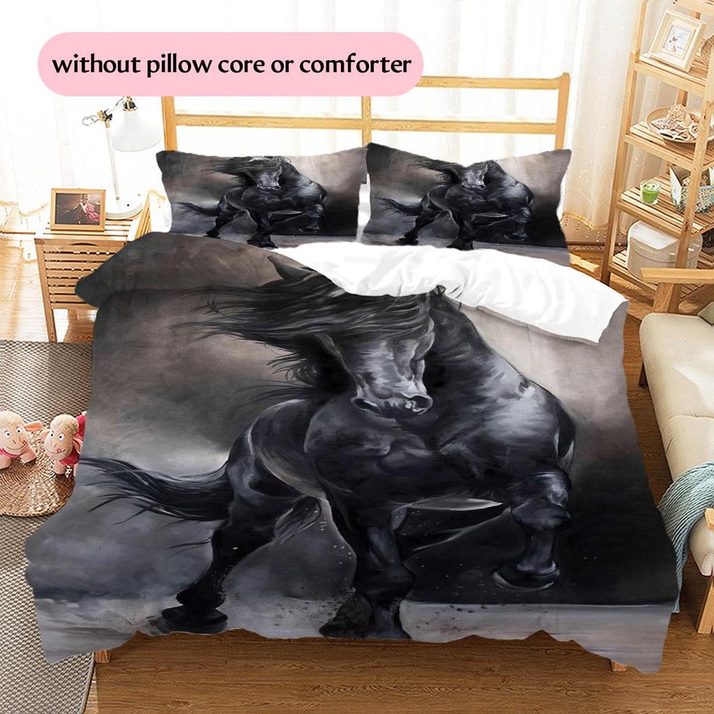 1PC Horse Bedding Quilt Set Quilt Cover Pillowcase Home Decoration Birthday Gift (1 * duvet cover + 2 * pillowcase, without core)