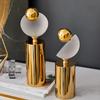 Glass Craft Geometric Semicircle Golden Ball Frosted Glass Ornament Decorative Figurines Home Decoration Accessories