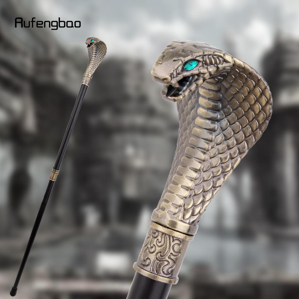 Kupfer Luxus Kobra Schlange Griff Mode Gehstock für Party Dekorative Gehhilfe Elegantes Krummstab Knauf Gehstock 94cm