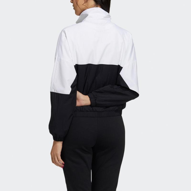adidas Neo W Icons CE+ Woven Sports Jacket with Stand-Up Collar and Contrasting Logo Print Women Jacket Black GP5425