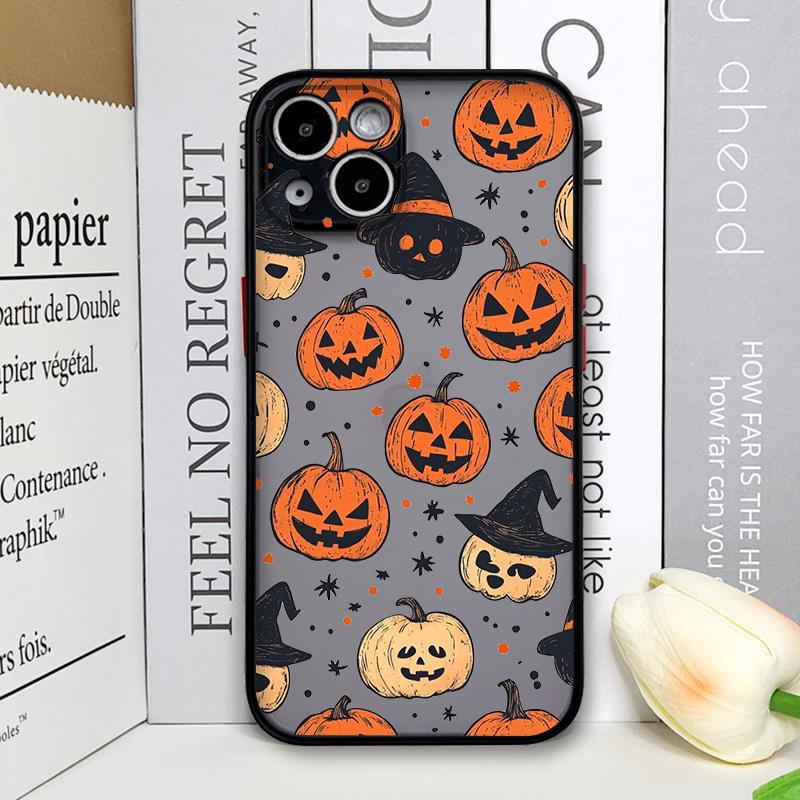 Cartoon Halloween Pumpkin Ghost Bat Pattern Phone Case for IPhone 11 12 13 14 16 15 Pro Max Mini XS X XR 7 8 Plus SE2 Back Cover