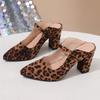 Leopard Women Slippers Sexy High Heels Summer Shoes Pointed Toe Heeled Sandals 2025 Elegant New Mules Shoes Woman Pumps Zapatos