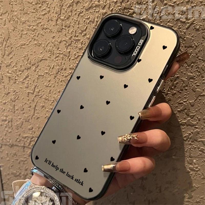 Black Minimalist Style Small Heart Pattern Phone Case For Samsung Galaxy S20 S21 S22 S23 S24 S25 Plus Ultra FE A53 A54 A55 Cover