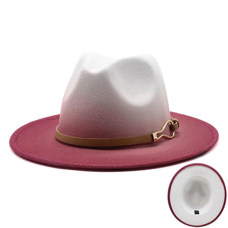Metal Gradual Change Color Spray Paint Top Hat Woolen Top Hat Men And Women Trend Felt Hat Jazz Hat