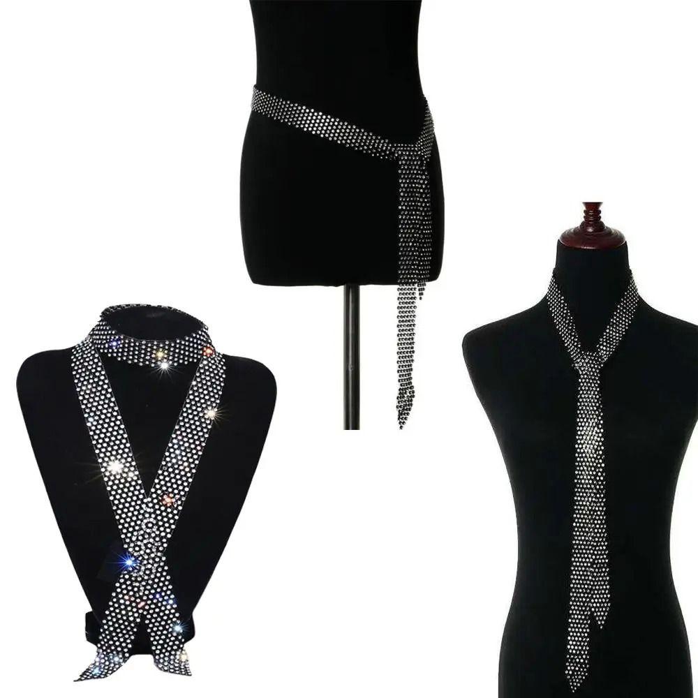 Dazzling Long Necklace Korean Decoration Shirt Tie Fashion Rhinestone Necktie  Party