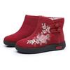 Women Winter Autumn Embroidered Short Boots Warm, Non Slip, Cotton Shoes with Soft Soles for The Elderly - Ethnic Style