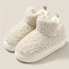 Women's Winter Slippers - Non-Slip Platform Sole, Beige House Shoes for Indoor/Outdoor, Soft Fabric Upper & Cushioned EVA Sole - Warm