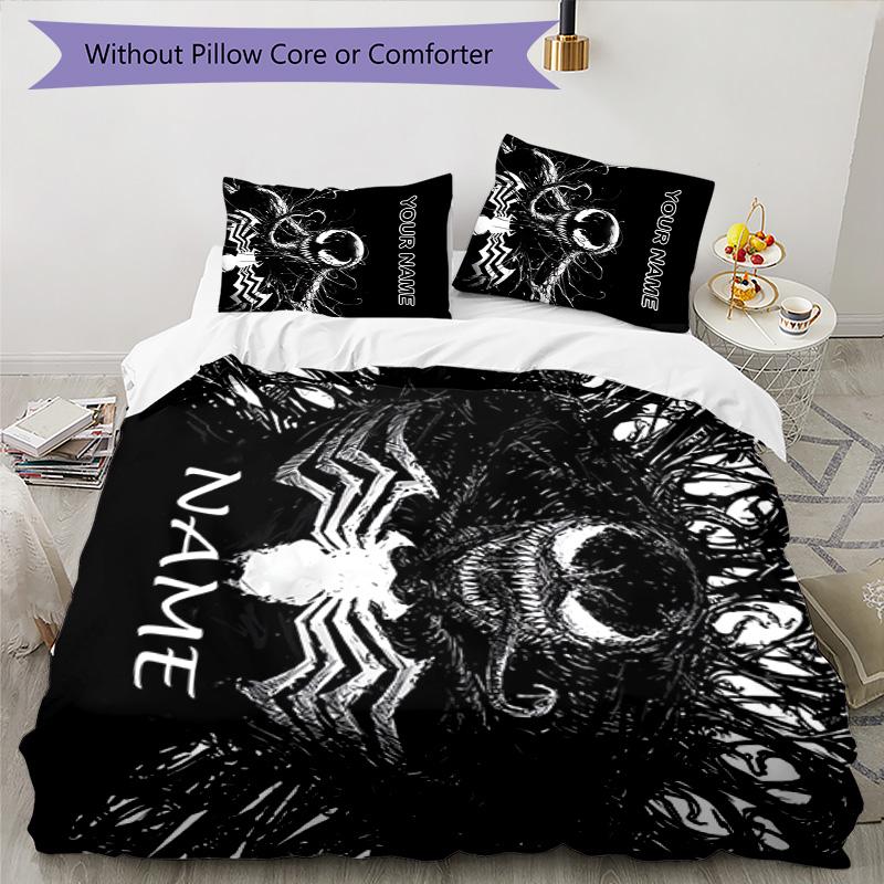 3pcs Venom4 Cover Set - Personalized Name, HD Printed Bedding with 1 Cover and 2 Pillowcases - Perfect for Home Decor, Easy Care