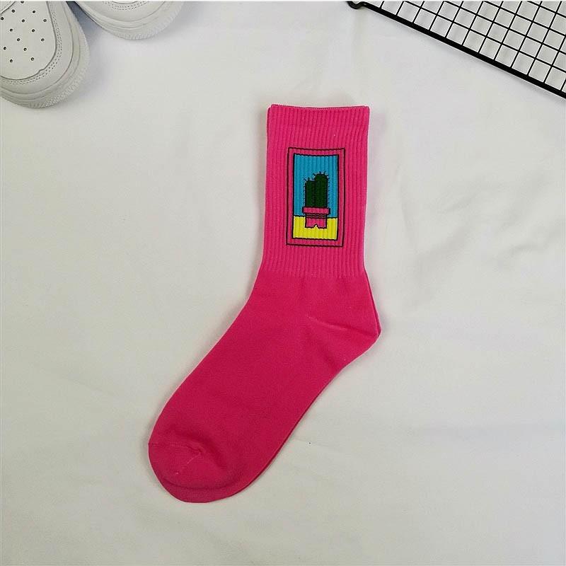 Men's street trend mid tube socks, women's moon cactus, banana sweat absorbing and odor resistant sock