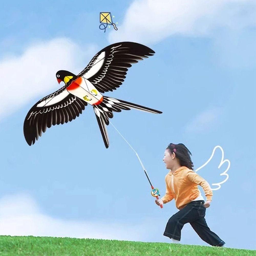 Parrot Eagle Swallow Airplane Butterfly Large Eagle Kites Fishing Rod Kite  Garden Outdoor Sports