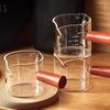 Målekopp i glass med trehåndtak Espresso Melk Kaffekopp 100 ml Dobbel skala Klar Kaffebryggeutstyr