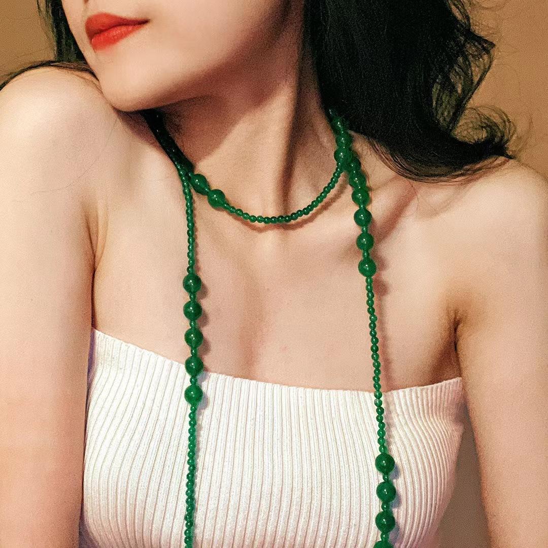 

Extended Natural Chalcedony Gypsy Necklace Sweater Chain Versatile Atmosphere Sweater Chain A Variety Of Ways To Wear