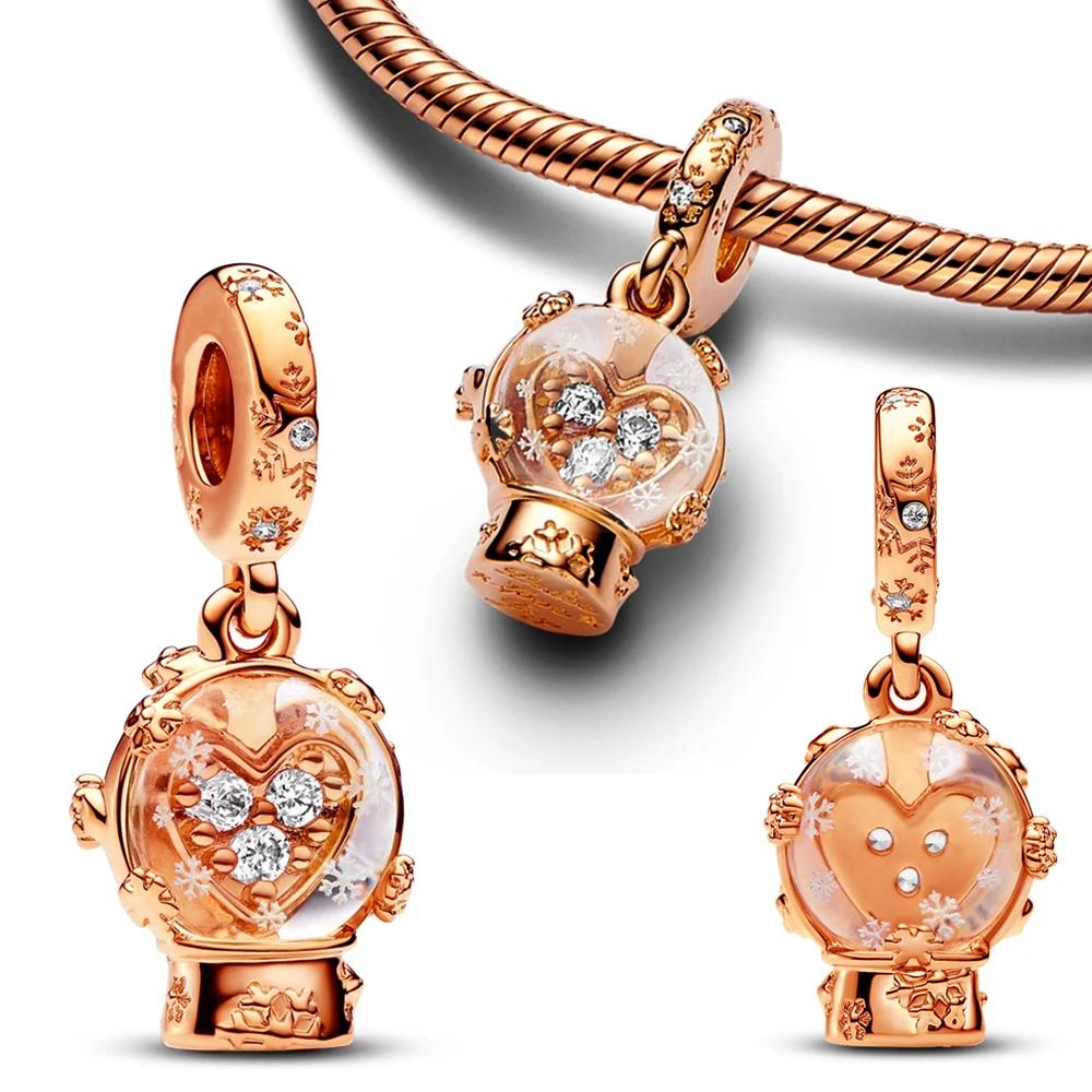 Copperbeads Gold Transparent Love Snowflake Snow Scene Charm Diy Bracelet Women'S Jewelry Making Gift