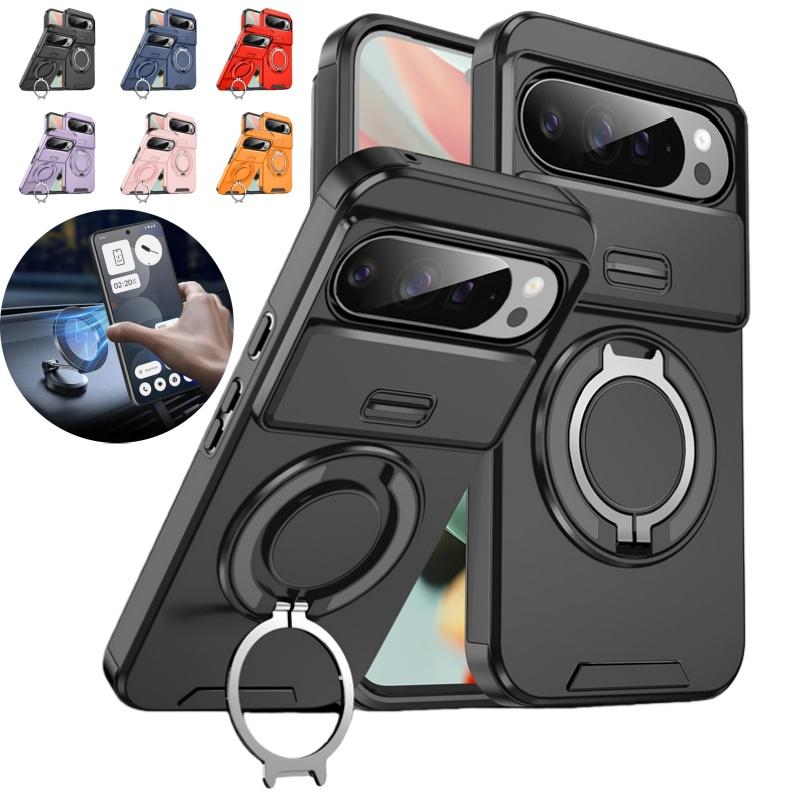 For Google Pixel 10 9 Pro XL 10Pro 10A Armor Magnetic Ring Bracket Case For Pixel 9A 8A 7 Pixel10 Pro Slide Lens Protect Cover