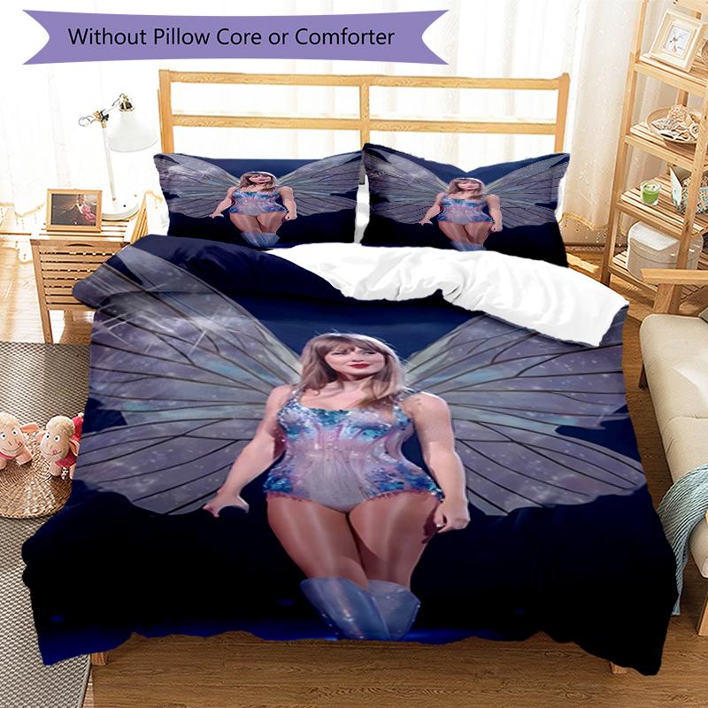 3pcs Taylor Swift Pattern Bedding Set Duvet Cover Set Includes Duvet Cover &pillowcases, Perfect All Season Bedroom Decoration & Gift