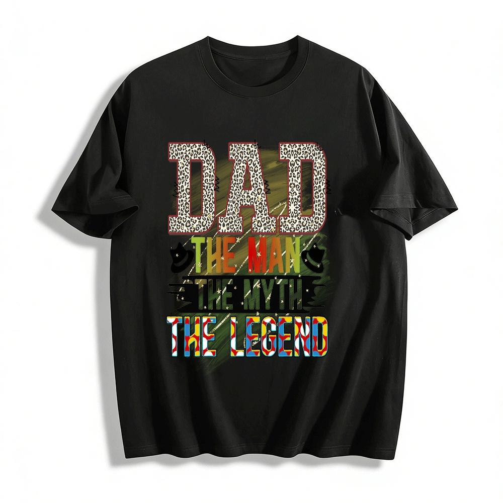 Dad The Man The Myth The Legend Leopard Print Graphic Tee Pure cotton T-shirt XXS