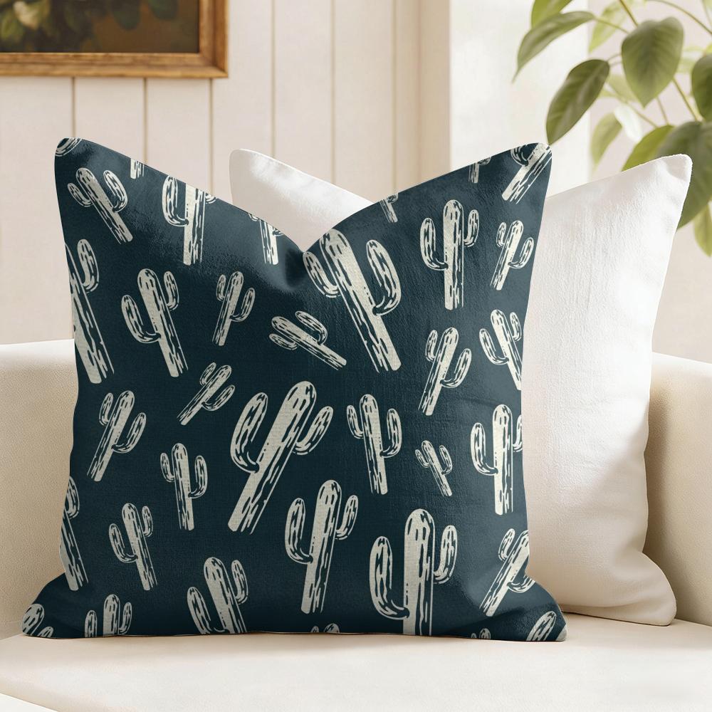 Cactus Pattern Cushion Cover Natural Linen Pillow Cover DoubleSided Print Cushion Cover for Sofa Home Decor