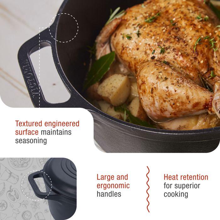 Cocotte Induction Fonte Émaillée 27 cm, Dutch Oven 5,7L, Sans PTFE et PFOA Victoria 36355 Noir