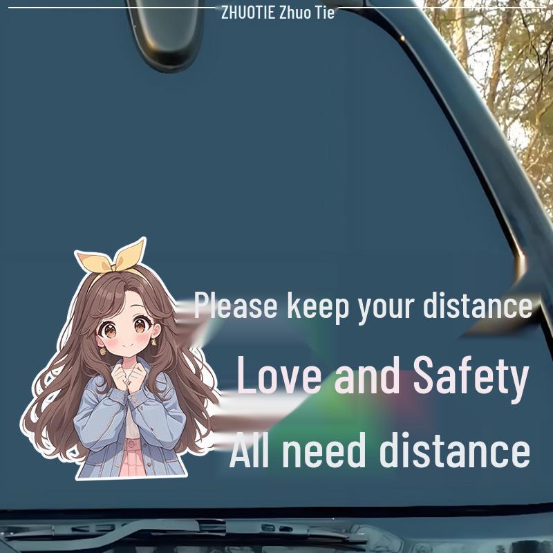 Keep Safe Distance: Love and Safety Need Space - Fun Sticker for Female Drivers