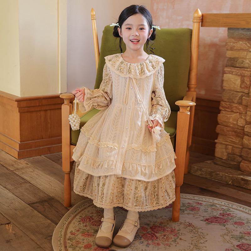 

2025 New Spring/Autumn Long-Sleeved Princess Dress – Stylish Chinese-Inspired Design for Girls 110cm