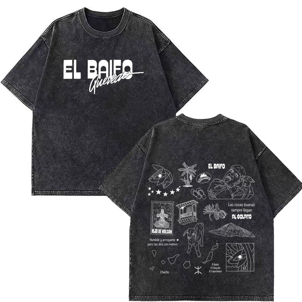 Quevedo El Baifo Album 2026 Tour Graphics Vintage Washed T Shirt Men Women Fashion Tshirt Shortsleeved Loose Cotton Tshirts