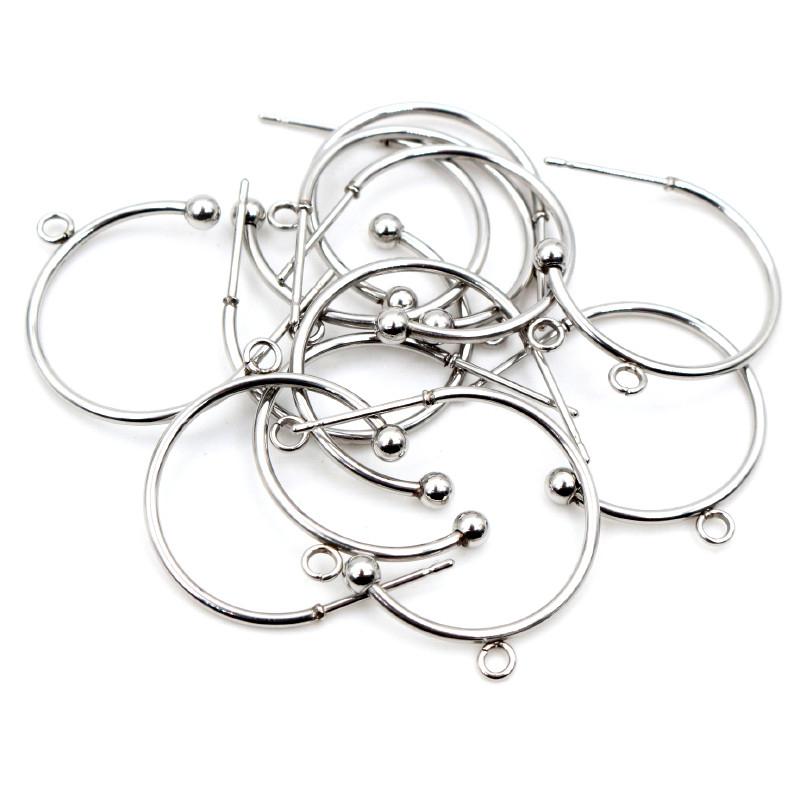 10pcs 12 15 20 25mm 316 Stainless Steel Earring Hooks Hoops Circle Ball Stud Earrings Ear Wires Connector DIY Jewelry Findings