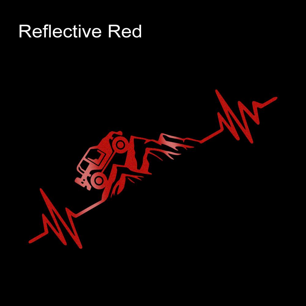 Reflecitve Heartbeat Off Road Mountain Climb Graphics Car Sticker Vinyl Decor Decal 4x4 Truck Auto Windshield Bumper Decoration