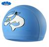 Children's Comfortable Dolphin Swimming Cap - Solid Color PU Coated, Suitable for Boys & Girls.