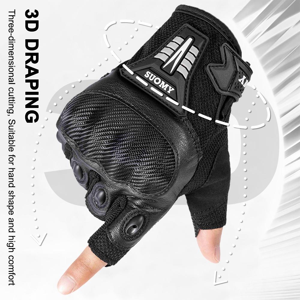 SUOMY Summer Men Half Finger Motorcycle Gloves Women Red Non-slip Motocross Racing Fingerless Gloves Moto Biker Cycling Gloves