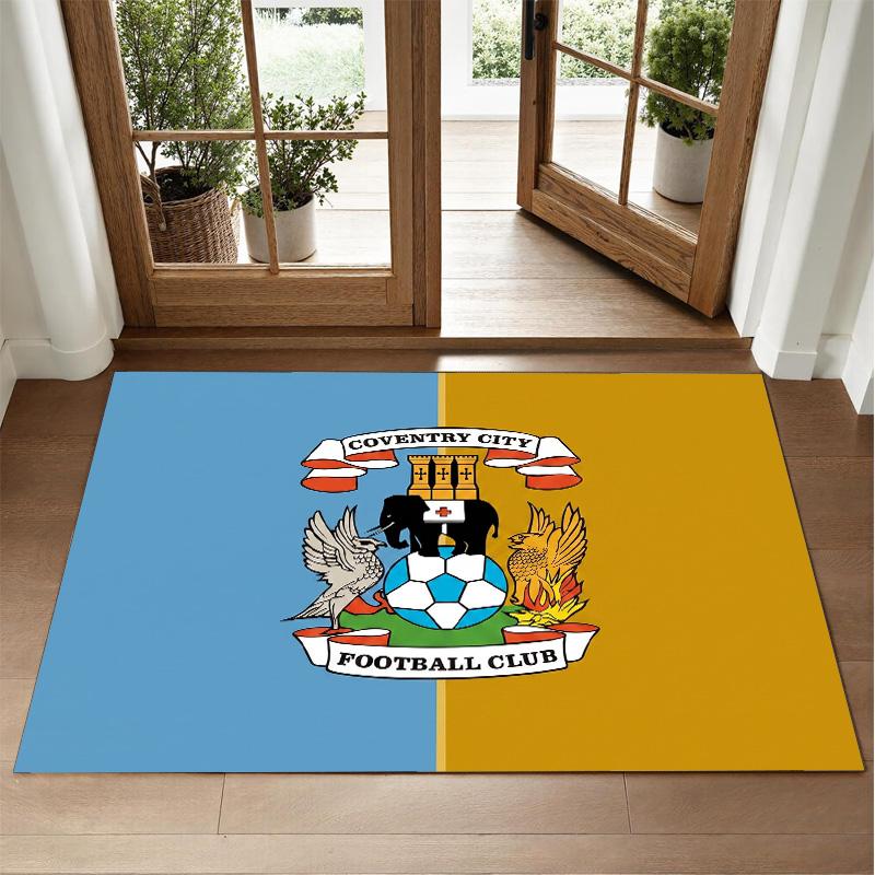 Coventry City Football Design Crystal Velvet Rug Soft Decorative Mat for Bedroom Entrance