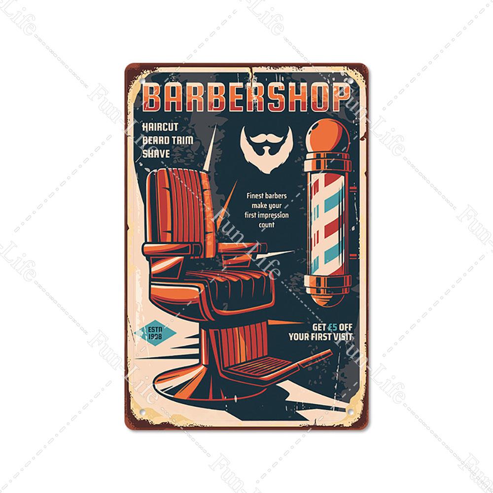 2024 New Barbershop Retro Plate Poster Vintage Home Decor Retro Metal Tin Signs Pub Car Garage Wall Art Home Decor 20x30cm