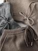 Pantaloni dritti in maglia di lana spessa da donna con tasche