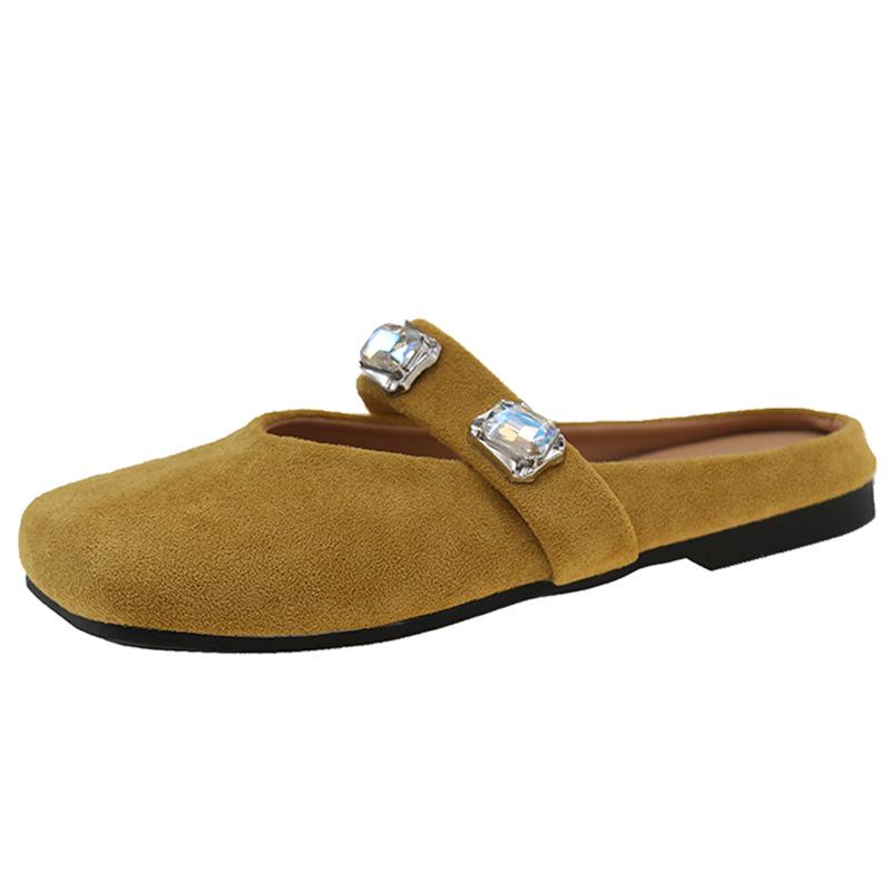 Baotou haltofflor dam ytterkläder franska plattbottnade milda kvällssandaler sommar 2025 nya sandaler Muller-skor