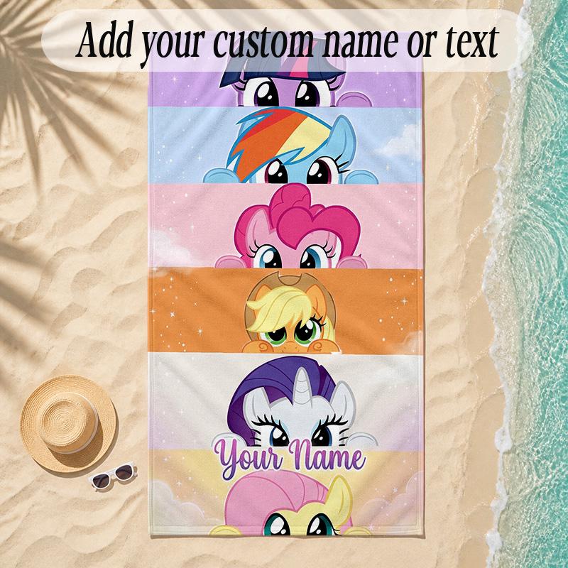 Beach TowelMy Little Pony Custom Name Text Personalized Soft Towel for Beach Pool Indoor Home Decor Gift