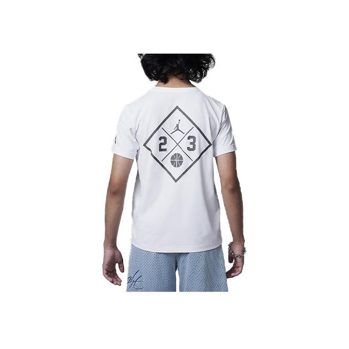 Jordan Jumpman Diamond Letter Number Logo Crew Neck Casual Pullover Short Sleeve T-Shirt Kids T-Shirts White HM4737-100