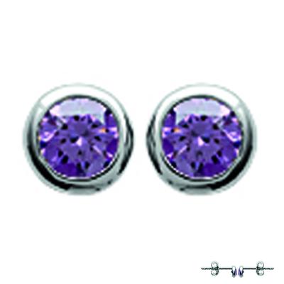 [M1795] - Silver 'Unique' Amethyst Silver Earrings (rhodium-plated) - 3 Mm