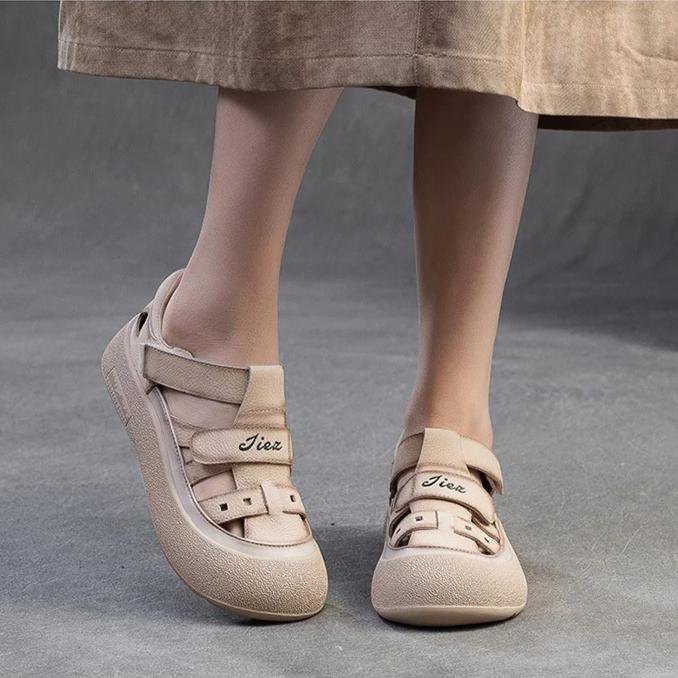 Johnature Comfortable Soft Sole Hollow-out Breathable Genuine Leather Leisure Sandals Versatile Women's Shoes