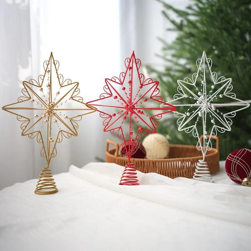 Creative Snowflakes Glitter Christmas Tree Decoration Christmas Tree Topper Christmas Tree Star Light Up Party Props 2026