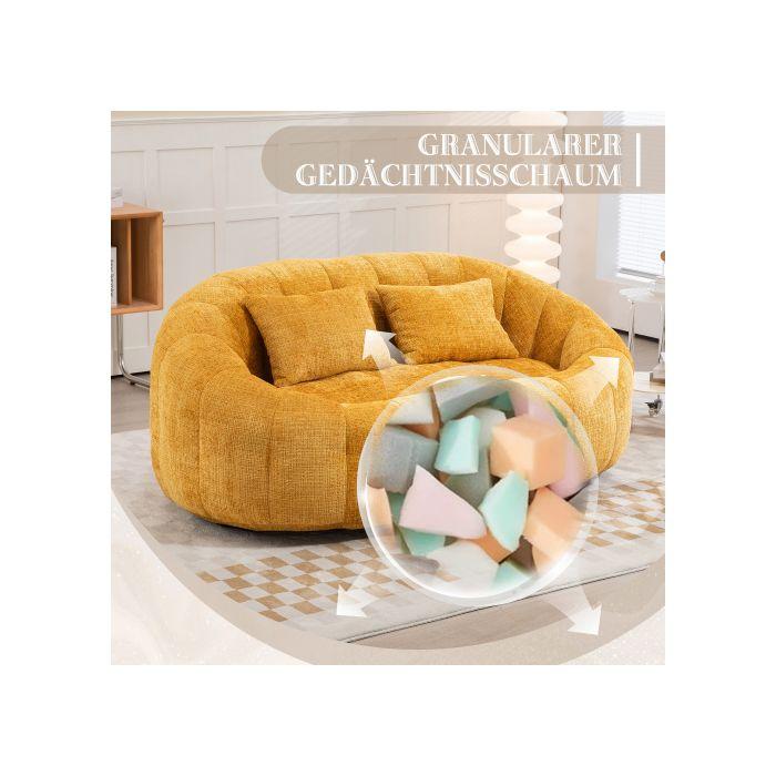 Sofa Sitzsack Sofa Lazy Sofa Langlebiger Komfort Sessel Akzent Boden Weicher Loungesessel in Gelb Chenille