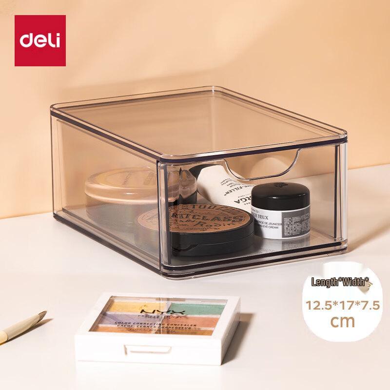 Deli Transparent Cosmetic Storage Box with Narrow Drawer