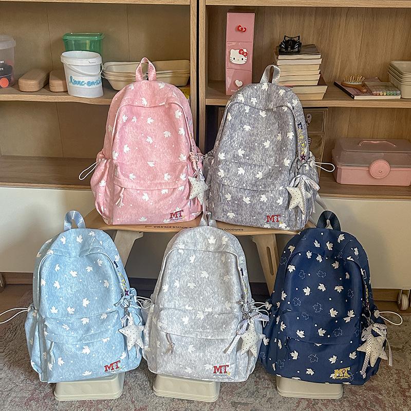Schoolbag1011 Korean Version Ins College Style Print Backpack Female Sweet Backpack Large Capacity Campus Student Lightweight Schoolbag