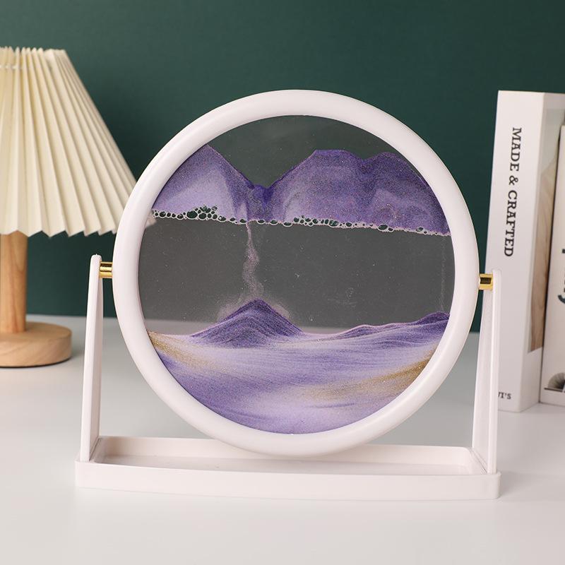 Rotatable Sandscape Moving Sand Art Picture Round Glass Deep Sea Quicksand 3D Hourglass Flowing Sand Painting Home Decor Gifts